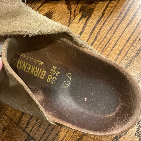 Birkenstock Brown Khaki Suede Slip-On Sandals - Picture 3 of 6